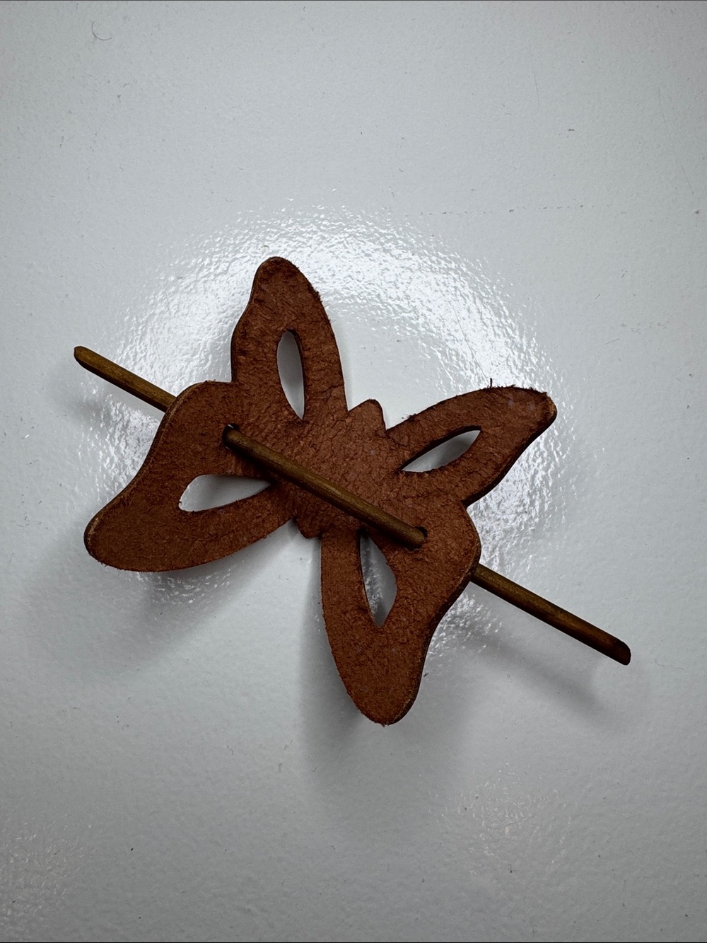 NEW Leather Butterfly Hair Slide, handmade artisan boho festival, clip barrette - Picture 3 of 3